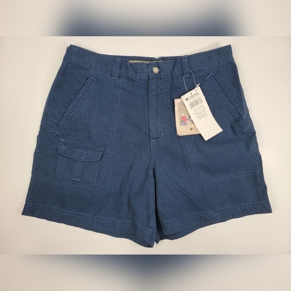 NEW Columbia Ripstop Cargo Shorts Women 12 Navy Blue Hiking Outdoor NWT VTG 2004 - Picture 1 of 11